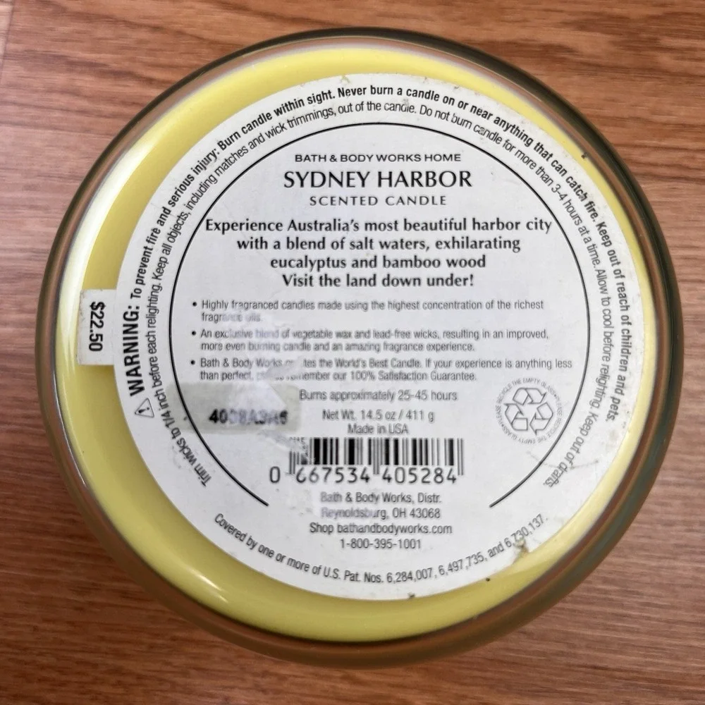 RARE Bath & Body Works Sydney Harbor Australian‎ Harbor 3-Wick Candle NEW
